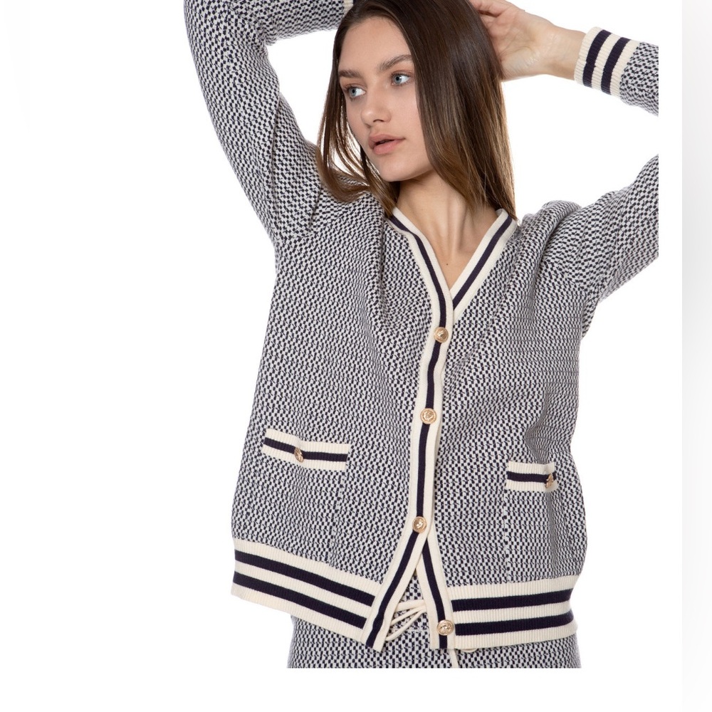 Women's Black and White Cardigan